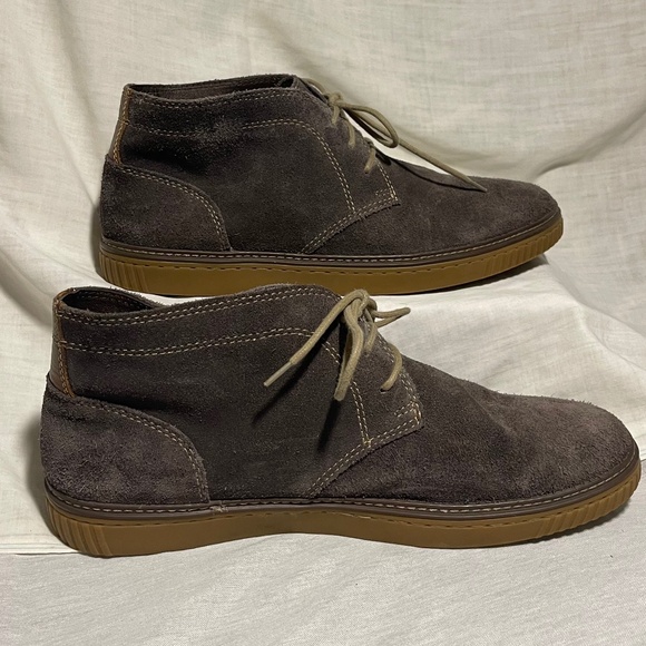 JOHNSTON & MURPHY WALLACE Grey/ Brown LEATHER CHUKKA DESERT BOOTS Men’s - Picture 1 of 6
